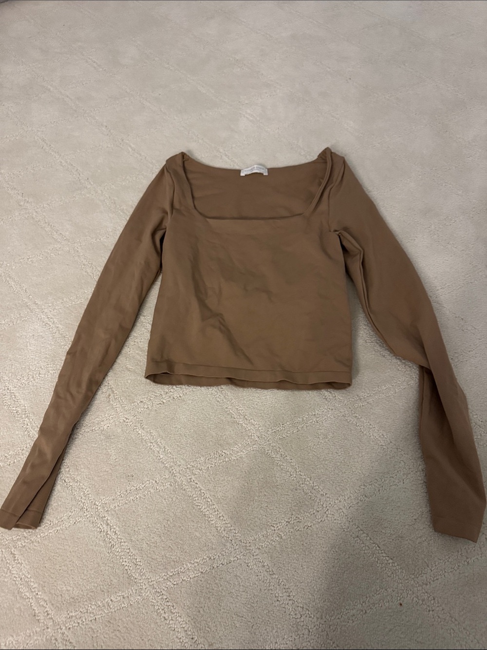 Altar'd State Camel Square Neck Long Sleeve Top
